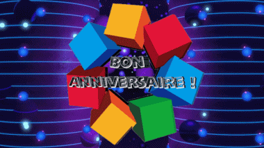 003 Animated Background Abstrait - Géométrique Bon Anniversaire French Messages 