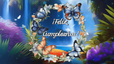003 Sfondo animato Mariposas Feliz Cumpleaños Spagnolo Messagi 