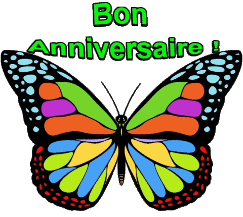 002 Transparent Background Papillons Bon Anniversaire French Messages 
