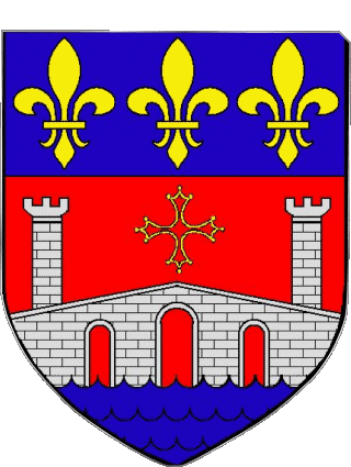 Blasón-Blasón VILLEFRANCHE DE ROUERGUE 12 Departamentos - Ciudades Francia Banderas 