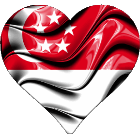 Corazón Singapur Asia Banderas 