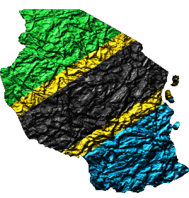 Mapa Tanzania África Banderas 