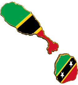 carte Saint Christophe et Niévès Amériques Drapeaux 