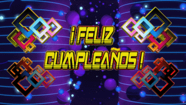 003 Fondo animado Abstracto - Geométrico Feliz Cumpleaños Español Mensajes 