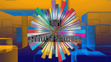 002 Animierter Hintergrund Abstrait - Géométrique Bon Anniversaire Französisch Nachrichten 