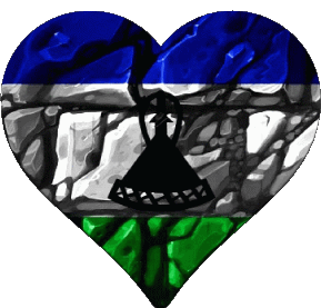 Heart Lesotho Africa Flags 