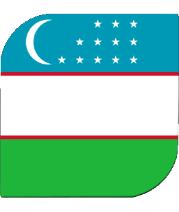 Square Uzbekistan Asia Flags 