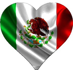 Coeur Mexique Amériques Drapeaux 