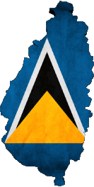 Karte St. Lucia Amerika Fahnen 