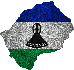 Karte Lesotho Afrika Fahnen 