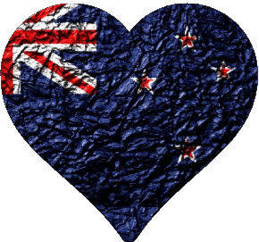 Heart New Zealand Oceania Flags 