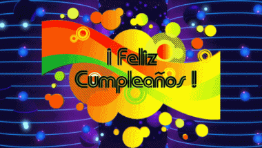 003 Sfondo animato Abstracto - Geométrico Feliz Cumpleaños Spagnolo Messagi 