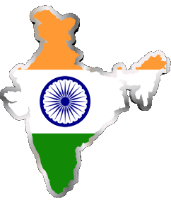 Karte Indien Asien Fahnen 