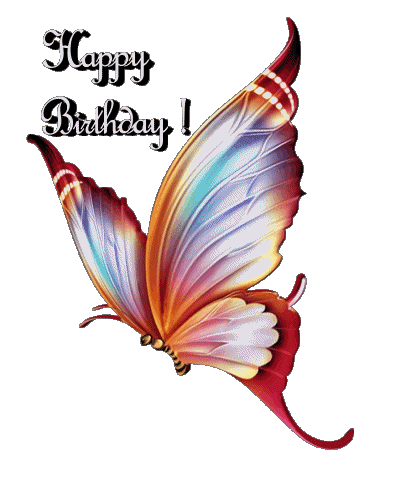 008 Fondo transparente Butterflies Happy Birthday Inglés Mensajes 