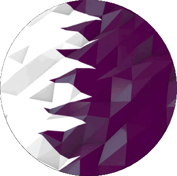 Round Qatar Asia Flags 