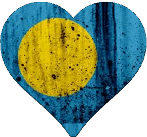 Heart Palau Oceania Flags 