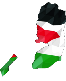 Carte Palestine Asie Drapeaux 