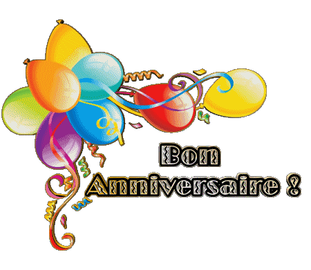 002 Ballons - Confetis Bon Anniversaire Francese Messagi 