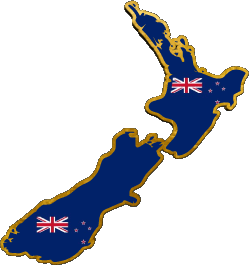 Karte Neuseeland Ozeanien Fahnen 