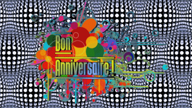 004 Animierter Hintergrund Abstrait - Géométrique Bon Anniversaire Französisch Nachrichten 
