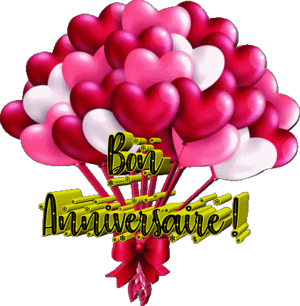 009 Ballons - Confetis Bon Anniversaire Francés Mensajes 