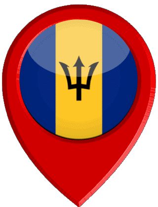 Marcador de ubicación Barbados América Banderas 