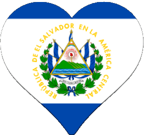 Corazón El Salvador América Banderas 