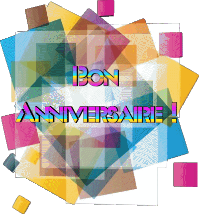 015 Transparent Background Abstrait - Géométrique Bon Anniversaire French Messages 