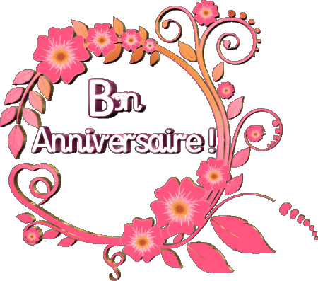 022 Sfondo trasparente Floral Bon Anniversaire Francese Messagi 