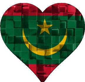 Heart Mauritania Africa Flags 