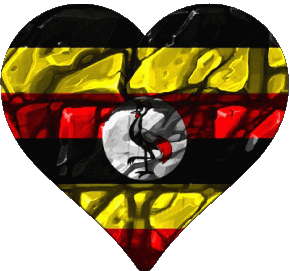 Coeur Ouganda Afrique Drapeaux 