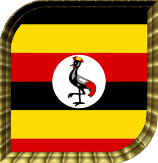 Square Uganda Africa Flags 