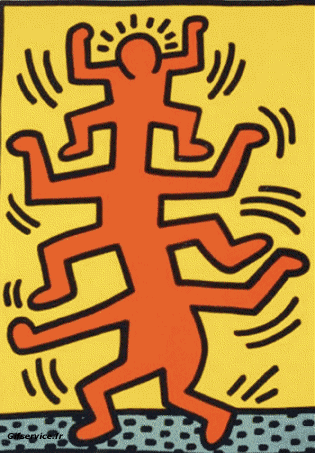Keith Haring-Keith Haring recreación de arte covid de contención desafío 2 Varias pinturas Morphing - Parece Humor - Fun 