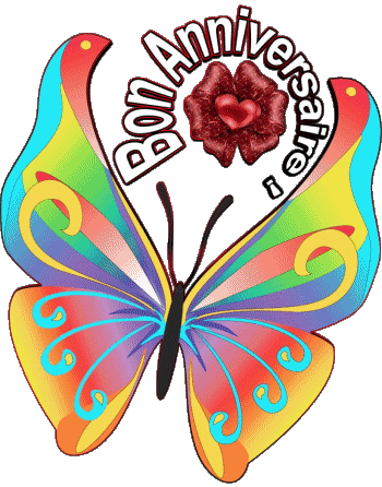 003 Sfondo trasparente Papillons Bon Anniversaire Francese Messagi 