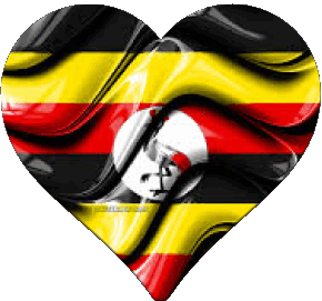 Heart Uganda Africa Flags 