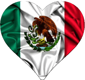 Heart Mexico America Flags 