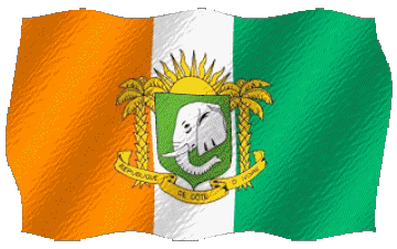 Waving Ivory Coast Africa Flags 