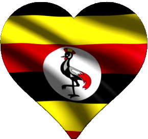 Corazón Uganda África Banderas 