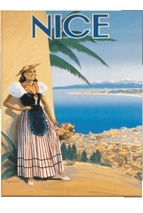Nice-Nice France Cote d Azur Retro Poster - Orte Humor -  Fun 