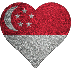 Herz Singapur Asien Fahnen 