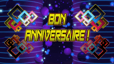 003 Animierter Hintergrund Abstrait - Géométrique Bon Anniversaire Französisch Nachrichten 