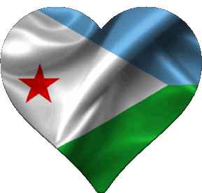 Corazón Djibouti África Banderas 