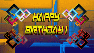 002 Fond Animé Abstract - Geometric Happy Birthday Anglais Messages 