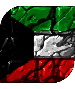 Square Kuwait Asia Flags 