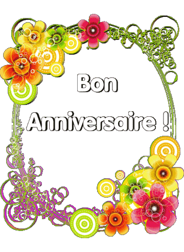 013 Fondo transparente Floral Bon Anniversaire Francés Mensajes 