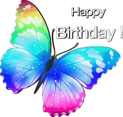005 Transparenter Hintergrund Butterflies Happy Birthday Englisch Nachrichten 