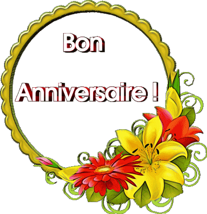 018 Transparent Background Floral Bon Anniversaire French Messages 