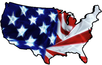 carte U.S.A - National Amériques Drapeaux 