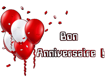 003 Ballons - Confetis Bon Anniversaire Französisch Nachrichten 