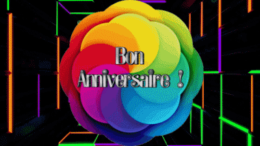 001 Sfondo animato Abstrait - Géométrique Bon Anniversaire Francese Messagi 